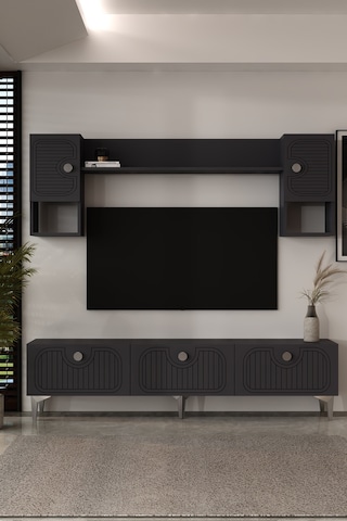 180dhdtü3ag Hera Lazer Desenli Tv Ünitesi Antrasit-gümüş