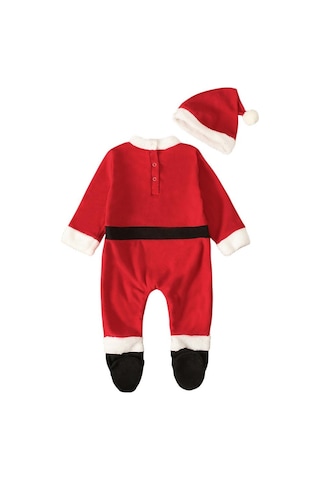 Noel Noel Baba Kostümleri Peluş Pamuk Romper Tulum Noel Şapka Bebek Giysileri İle 0-24 Ay İçin Çok Renkli