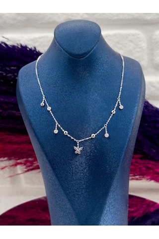 925 Ayar Gümüş Özel Tasarım Şans Modeli Lüks Kadın Kolye Gümüş