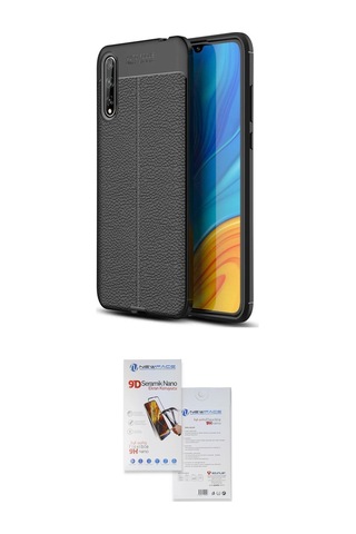 Cep Huawei Uyumlu P Smart S Kılıf Doruk Klasik Özel Seri İkili Koruma Seti Najmaddin Lacivert