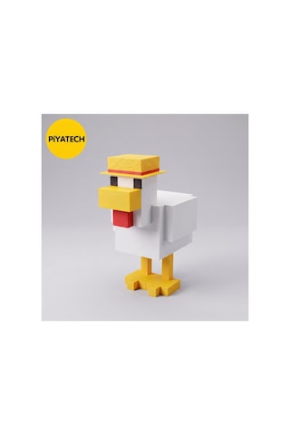 3d Baskı Piksel Tasarımlı Şapkalı Tavuk Figürü Dekoratif Oyuncu Masası Aksesuarı Ve Hediyelik Minecraft Tavuk