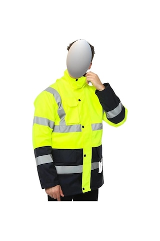 Reflektörlü 300d Oxford Çift Renk Parka Yağmurluk Sarı Sarı