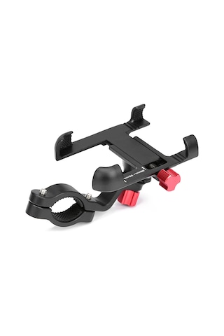 Xiyyadms Siyah Alüminyum Motor Bisiklet Telefon Tutucu - 25-31.8mm Sapka Uyumlu, 55-95mm Genişlik Ayarı, 360 Döner, Dayanıklı 4 Tırnaklı Tasarım Siyah