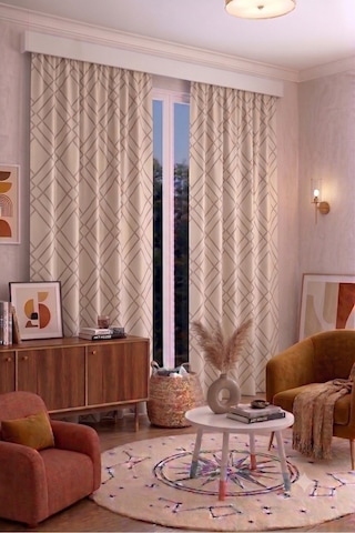 Modern Geometrik Desenli Fon Perdesi 100 X 250 Cm 1 Kanat Dekoratif Dijital Baskılı Premium Salon Oturma Odası Yatak Odası Pencere Perdesi Bej