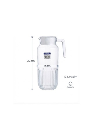 Gridz Buzdolabı Sürahisi + Kapak 1.3 L Şeffaf Cam Sürahi