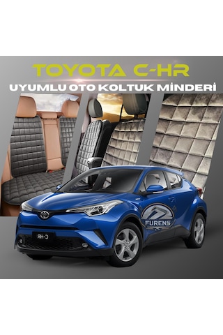 Toyota Ch-r Antrasit Tay Tüyü Cepli & Terletmez Sırtlı Oto Koltuk Minder Seti - Koruma Kılıfı Ön & Arka Set