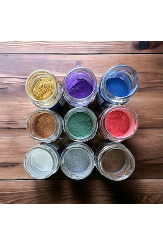 Pigment 9'lu Sedefli Metalik Toz Boya Seti