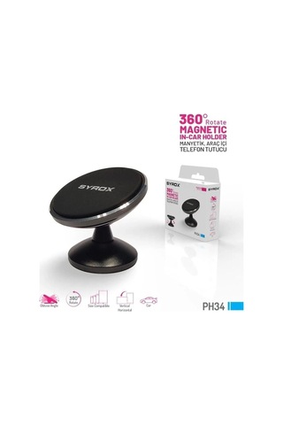Ph34 Araç İçi Manyetik Telefon Tutucu Mıknatıslı Siyah 2 Yıl Torpido Üstü Çelik Cn