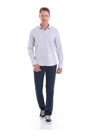 Hatemoğlu Lacivert Ç. Comfort Fit Çizgili Pamuklu Slim Yaka Uzun Kollu Casu Lacivert