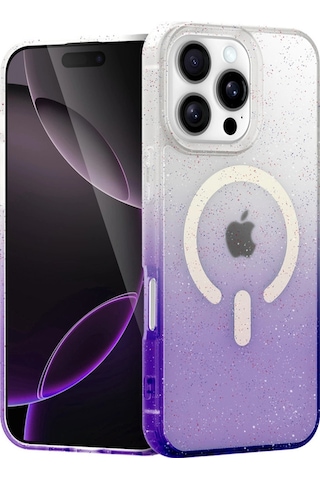 Apple Uyumlu iPhone 16 Pro Max Pummel Shiny Magsafe Kapak - Mor