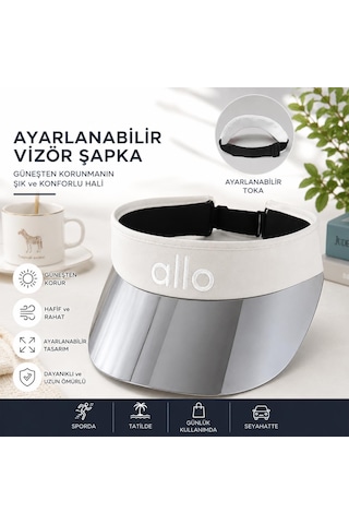 Valkyrie Kadın Beyaz Aynalı Vizör Şapka Ayarlanabilir Güneşlik Tenis Golf Spor Şapkası