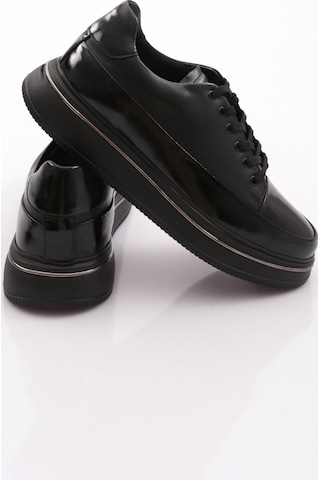 Dgn 2710 Erkek Sneaker Ayakkabı Siyah Siyah Rugan