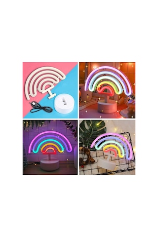 Plastik Gökkuşağı Neon Led Işık Dekoratif Renkli Masaüstü Ve Ambiyans Aydınlatması Siyah