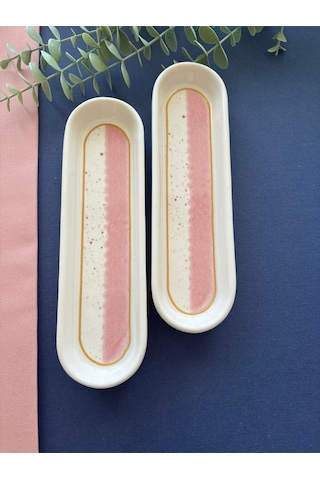 Pembe Gelincik 2 Adet Zeytinlik Sunum Tabağı Pembe