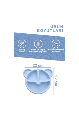 Mithra Life 3 Bölmeli Mavi Bebek Çocuk Yemek Mama Tabağı Mıt1115 Mavi