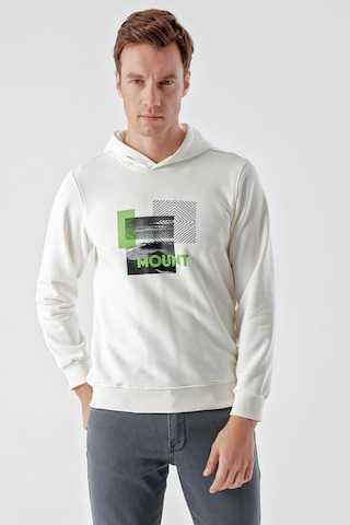Slimfit Kapşonlu Önü Baskılı 2 İplik Erkek Sweatshirt 001