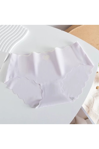 Ece's Design Seamless Buz İpek Lazer Kesim Kalp Detaylı Dikişsiz Kadın Slip 6 Parça W1005 Beyaz-siyah-mavi-yeşil-mor-pembe