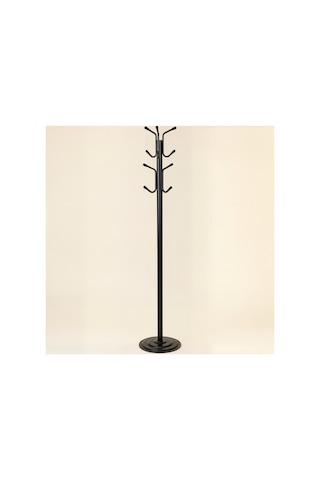 Viona 12 Askılı Metal Ayaklı Portmanto Siyah 161 Cm