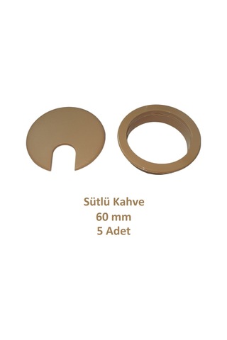 Masa Üstü Kablo Kanalı Deliği Kapağı, Sütlü Kahve, Masa Kapağı, 6 Cm, 5 Adet