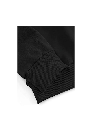 Unisex Siyah Minimal Believe Baskılı Bisiklet Yaka Sweatshirt- Kışlık Şardonlu Kumaş Siyah