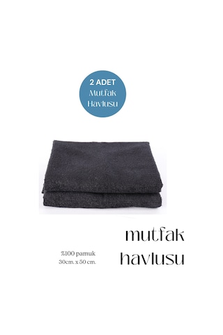 2 Adet Mutfak Havlusu El Yüz Havlusu Siyah