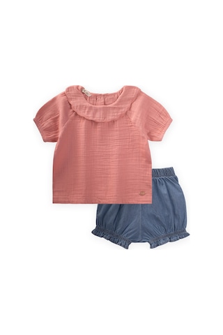 Cigit Bebe Yakalı Kot Şortlu Takım 0-4 Yaş Yavruağzı Yavru Ağzı