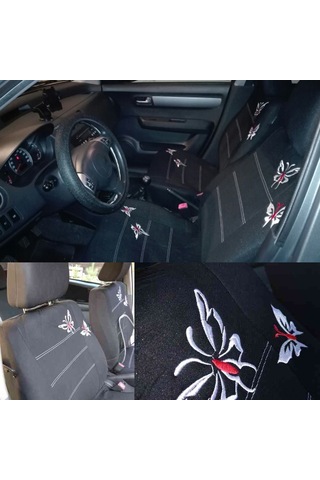 Gajeena "siyah Kelebek Desenli 4 Parça Araç Koltuk Kılıfı - Tüm Sedan, Suv Ve Minibüsler İçin Uygun"