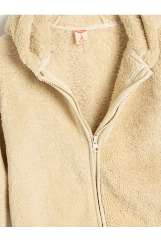 Koton Kapşonlu Fermuar Kapamalı Uzun Kollu Polar Sweatshirt Ekru 5wmb10446tk Ekru