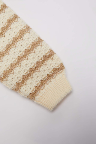 DeFacto Kız Bebek Bisiklet Yaka Çizgili Triko Kazak C8273A524WNER105 Ekru