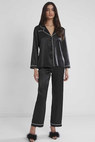 Pierre Cardin Saten Pijama Takımı 1200 Siyah Çok renkli