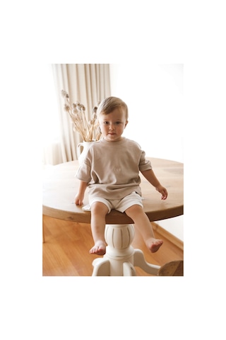 Oh La La Koala Vizon Bisiklet Yaka Oversize T-shirt Bebek - Çocuk Vizon
