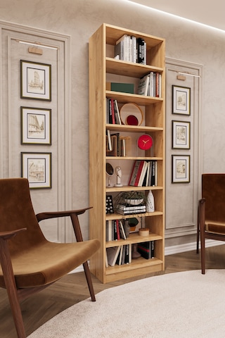 Lüks 8 Raflı Ayarlanabilir Ev Ofis Kitaplık %100 MDF Modern Dekoratif Kütüphane Kitaplık K02