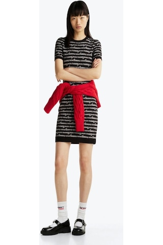 Tommy Hilfiger Kadın Baskılı Mini Kazak Elbise Siyah