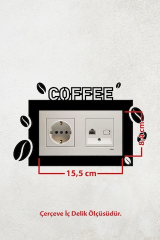Coffee Kahve Tasarım 2li Dekoratif Priz Çerçevesi İç Ölçü 15,5x8,4 Cm Ev Dekoru - Kahve Kosesi