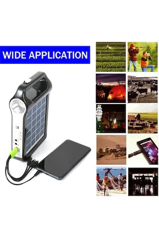 Techtic Kamp Lambası Solar El Feneri Güneş Enerjili Kamp Feneri Siyah