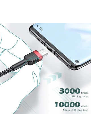 Kuulaa Mikro Usb 3A Hızlı Şarj 0.50Cm Kısa Android Usb Şarj Kablo Siyah - Gri