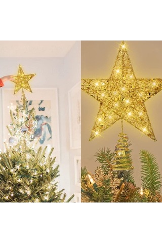 Xianwen Geeroyoo Parlak Yıldız Şekilli Noel Ağacı Tepe Süsü -