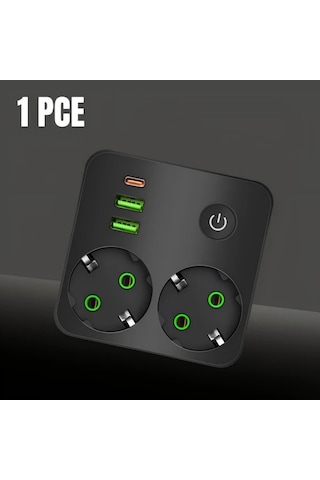 Siyah Ql-86u 5-eu Prizli Güç Şeridi Çoklu Seviyeli Adaptör, Masaüstü/duvar Adaptörü. Yatak Odası Güç Şeridi/mutfak Güç Şeridi/oturma Odası Güç Şeridi