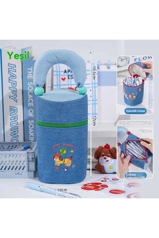 Yeni Dachshund Büyük Kapasiteli Kalemlik Yeşil Yeşil