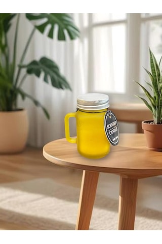 Kokulu Dekoratif Mum Kavanoz Bardak Şeklinde Mum Sarı