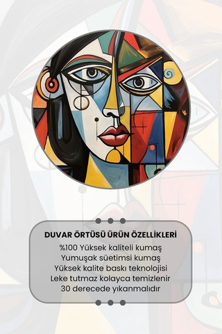 Geometrik Yüz Desenli Duvar Halısı Duvar Örtüsü Tapestry Süet Dokulu Kumaş