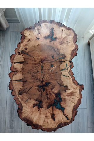 Servis Sehpası Meşe Epoksi Kaplama Kahverengi