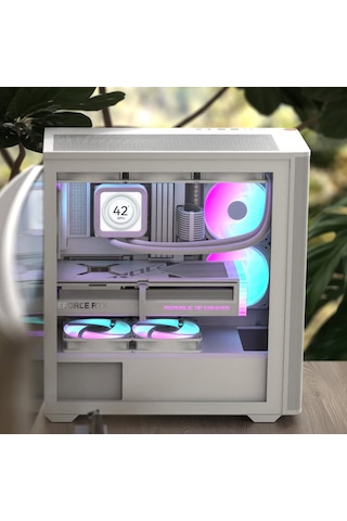 Aerocool D501a White 4x12cm A-rgb Fanlı, Ahşap Ön Panel Detaylı,