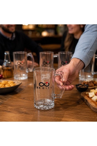 Logonuza Özel 5 Adet 500 Ml Şeffaf Cam Bira Bardağı Kurumsal Hediye Ve Promosyon Seti