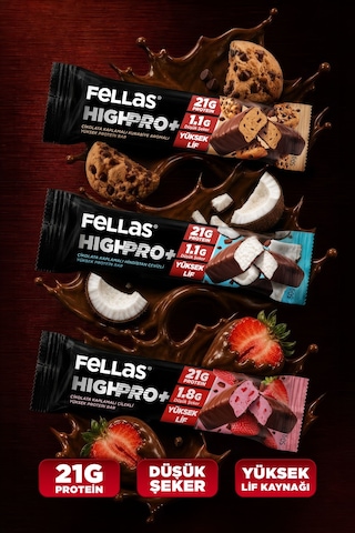 Fellas Çikolata Kaplı Highpro Protein Bar 50gr Deneme Paketi 3'lü
