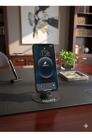Yüksek Kalite Metal 360 Dönebilen Ayarlanabilir Telefon Ve Tablet Tutucu Masa Üstü Standı Siyah