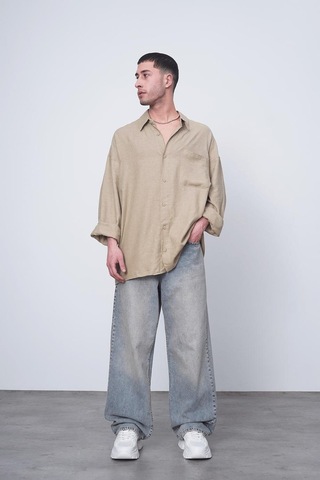 Toprak Basic Uzun Kollu 1a Ch Oversize Gömlek Kahverengi