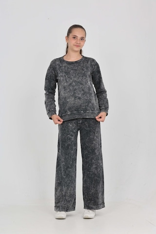 Toontoy Kız Çocuk Asit Yıkamalı Eşofman Takım Ekru