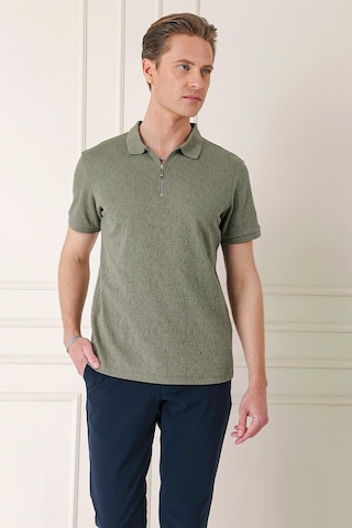 Efor Slim Fit Fermuarlı Polo Yaka %100 Pamuk Haki Tişört Ts 877 Haki