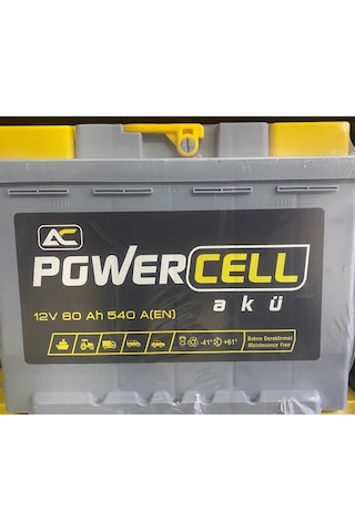 12V 60 Amper 540 AEN Powercell Akü Ü.T 2024 12V 60 Amper 540 AEN Powercell Akü Ü.T 2024